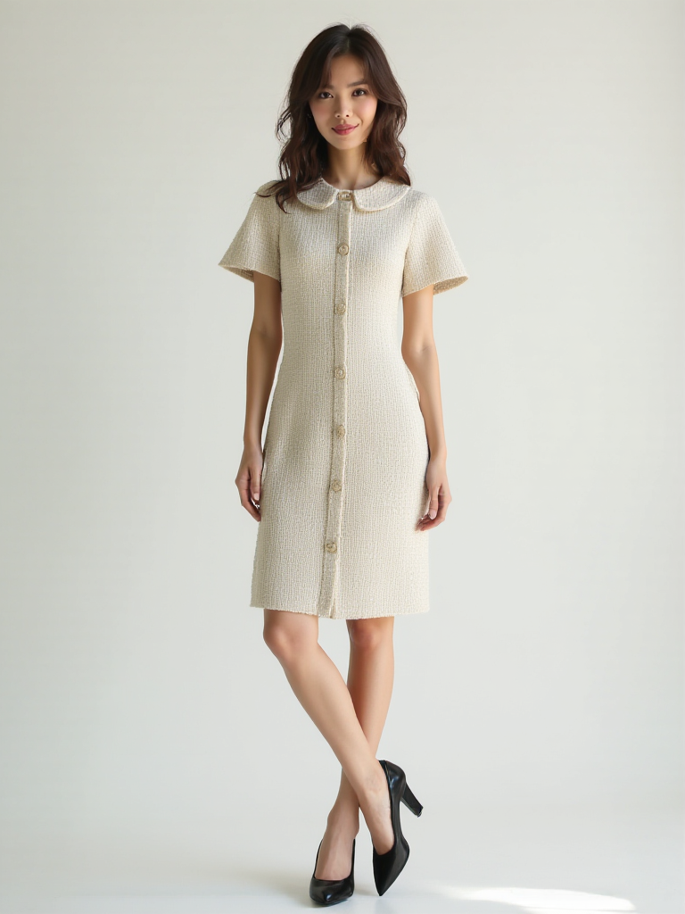 Cream Tweed Madi Dress